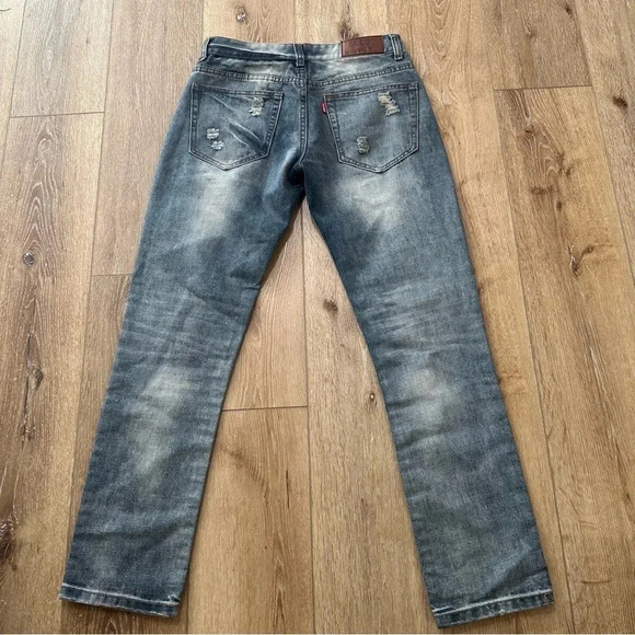 SoSoo Men's Distressed Patchwork Medium Wash Denim Jeans Size 31 GUC - Picture 10 of 10